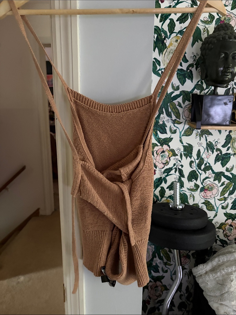Express Knit Tan Ribbed Halter Top - Picture 2 of 2